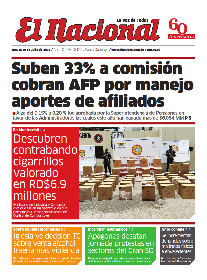 Portada Periódico El Nacional, Jueves 30, Julio 2026