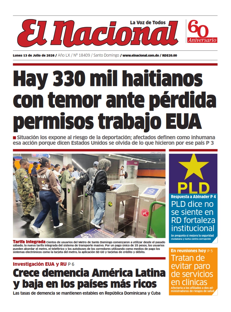 Portada Periódico El Nacional, Lunes 13, Julio 2026