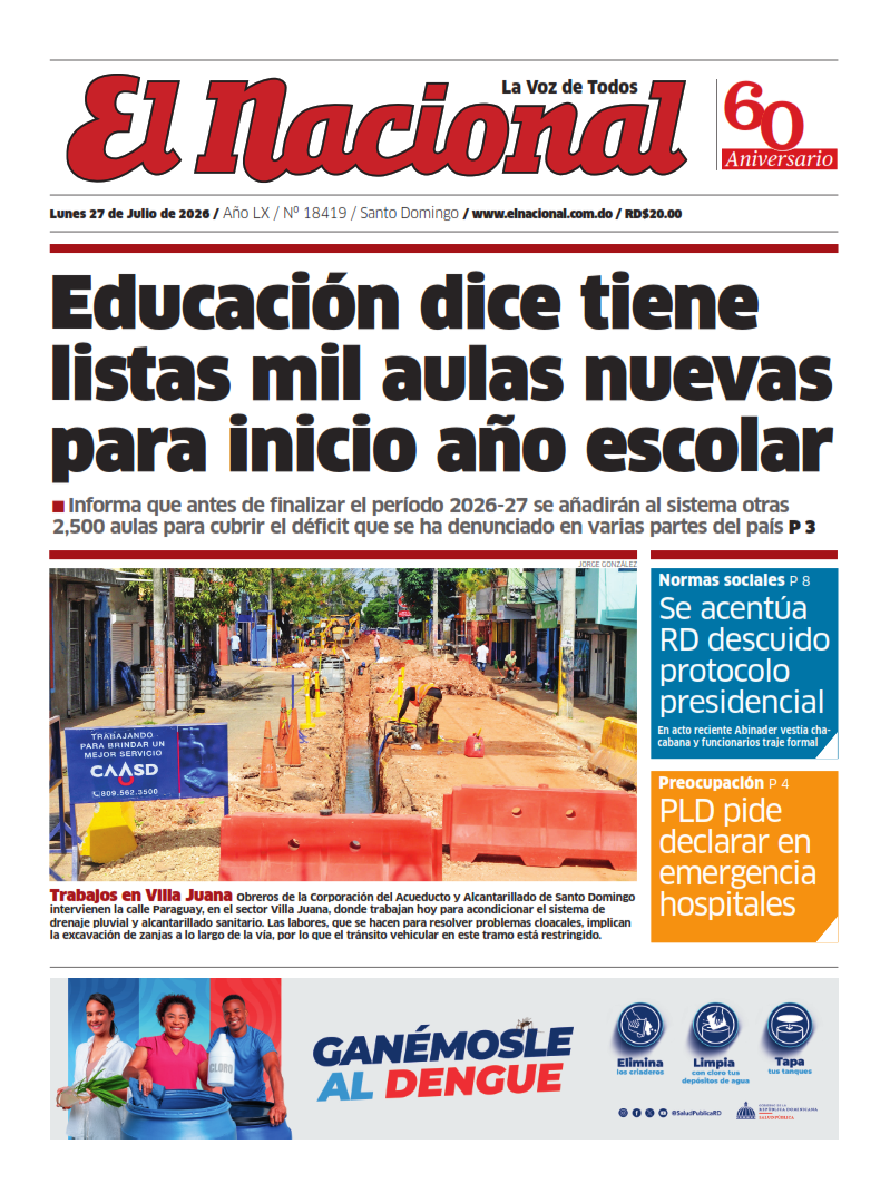 Portada Periódico El Nacional, Lunes 27, Julio 2026