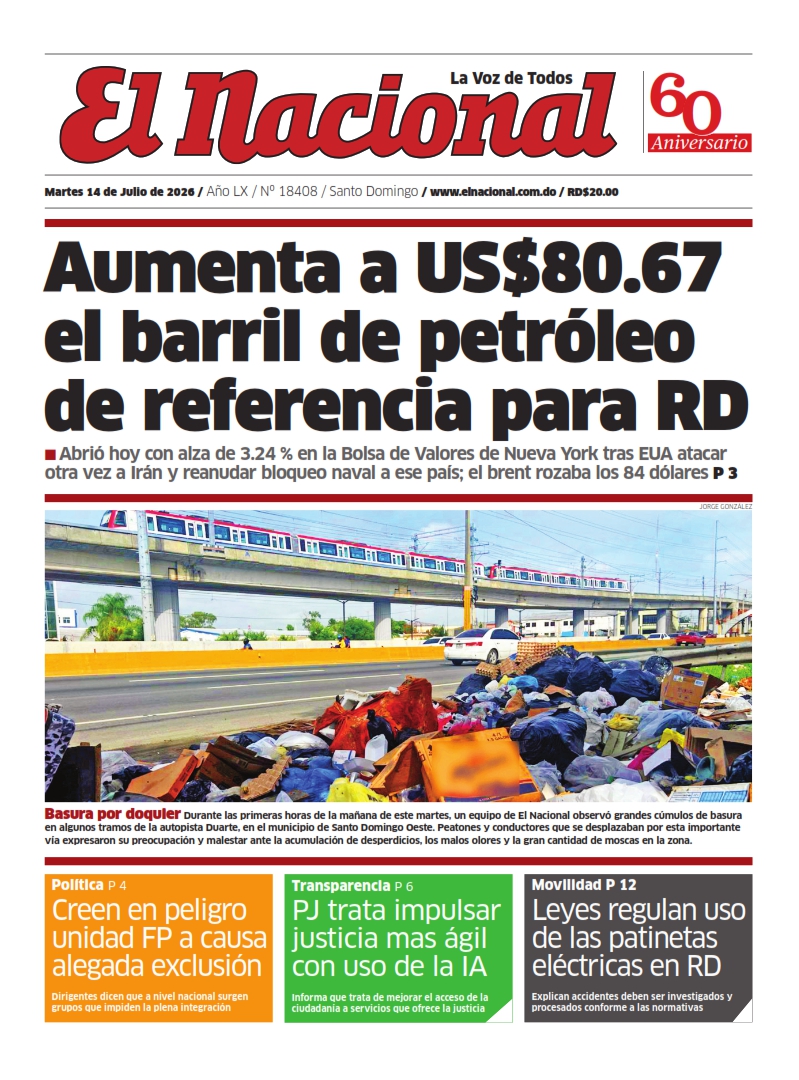 Portada Periódico El Nacional, Martes 14, Julio 2026