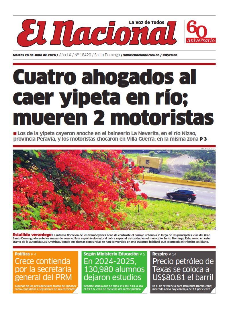 Portada Periódico El Nacional, Martes 28, Julio 2026