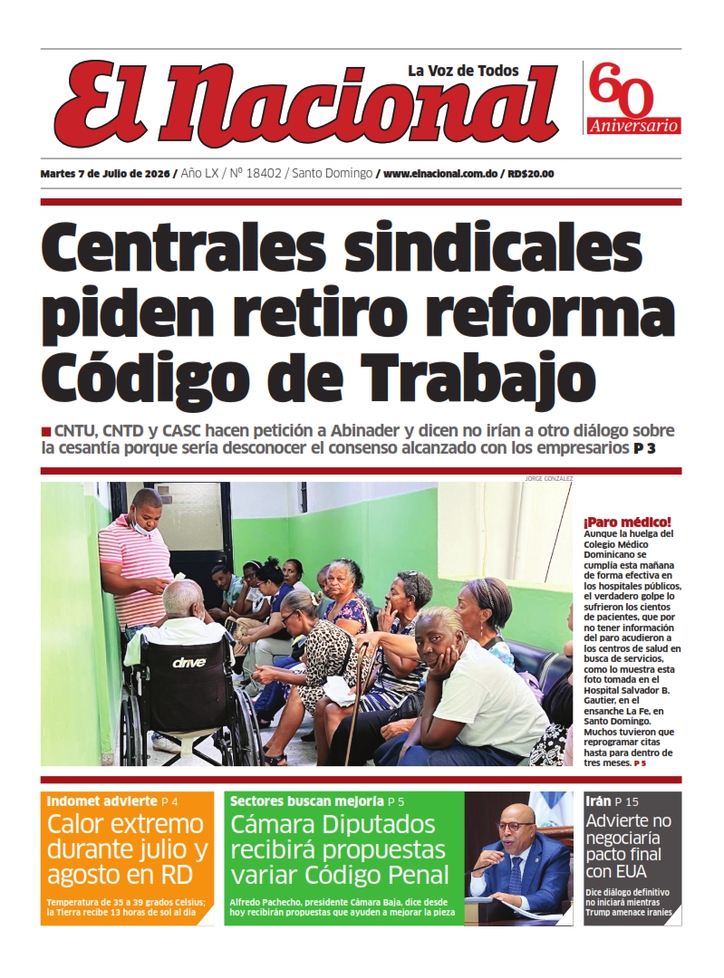 Portada Periódico El Nacional, Martes 7, Julio 2026