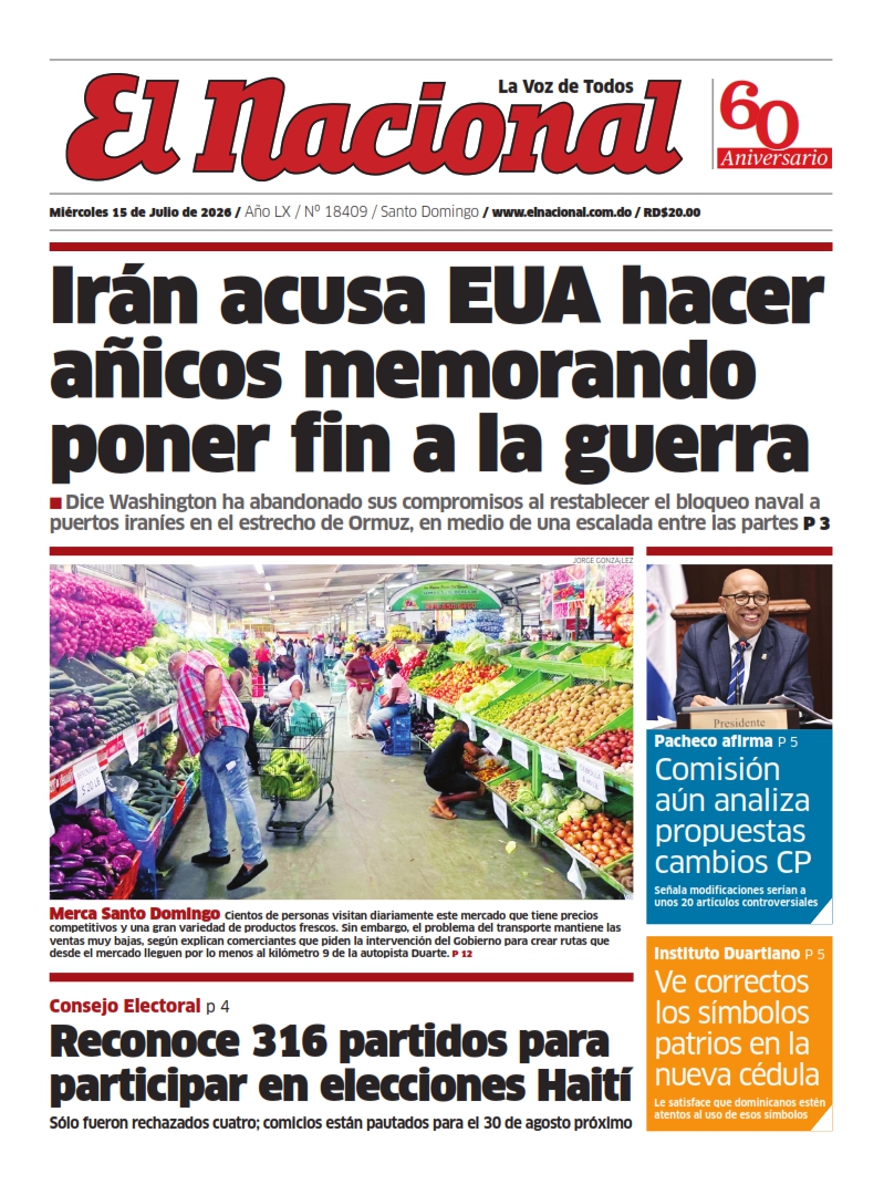Portada Periódico El Nacional, Miércoles 15, Julio 2026