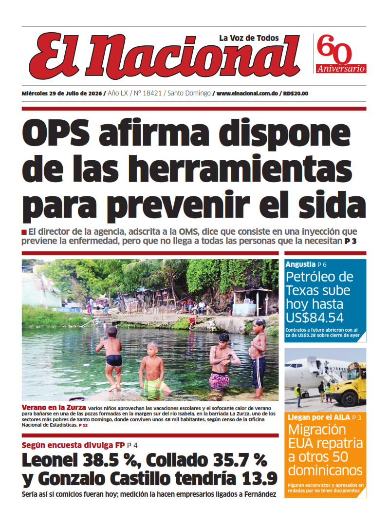 Portada Periódico El Nacional, Miércoles 29, Julio 2026