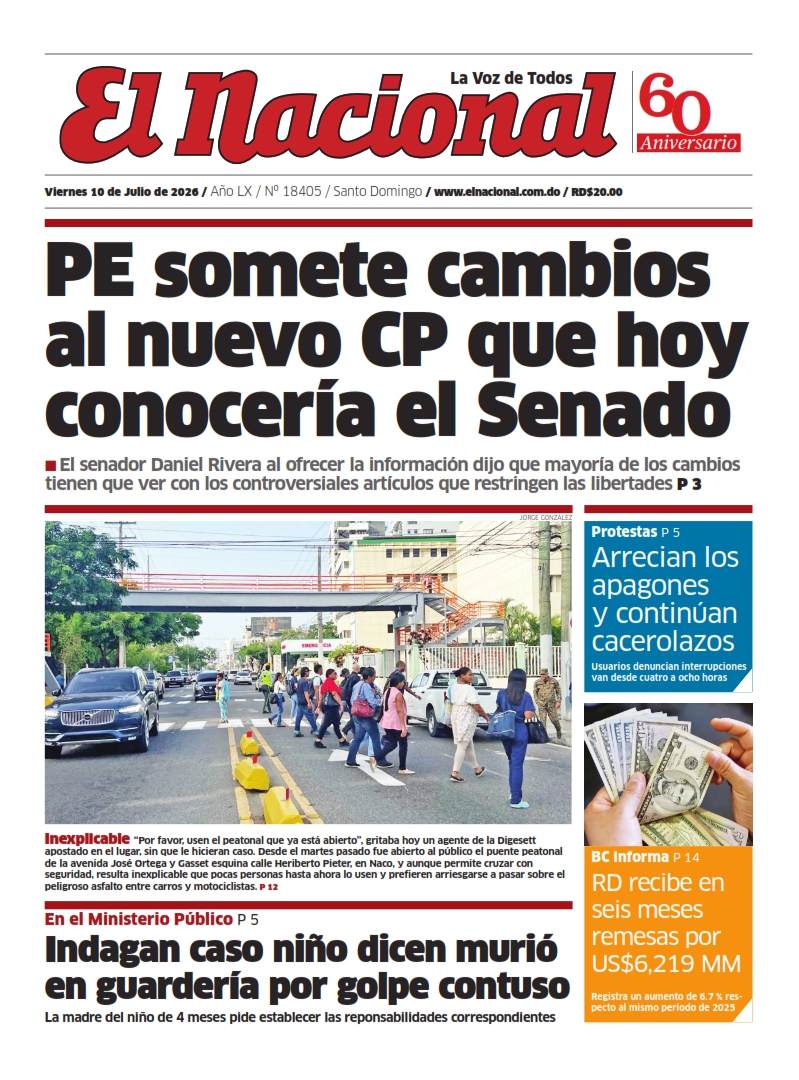 Portada Periódico El Nacional, Viernes 10, Julio 2026