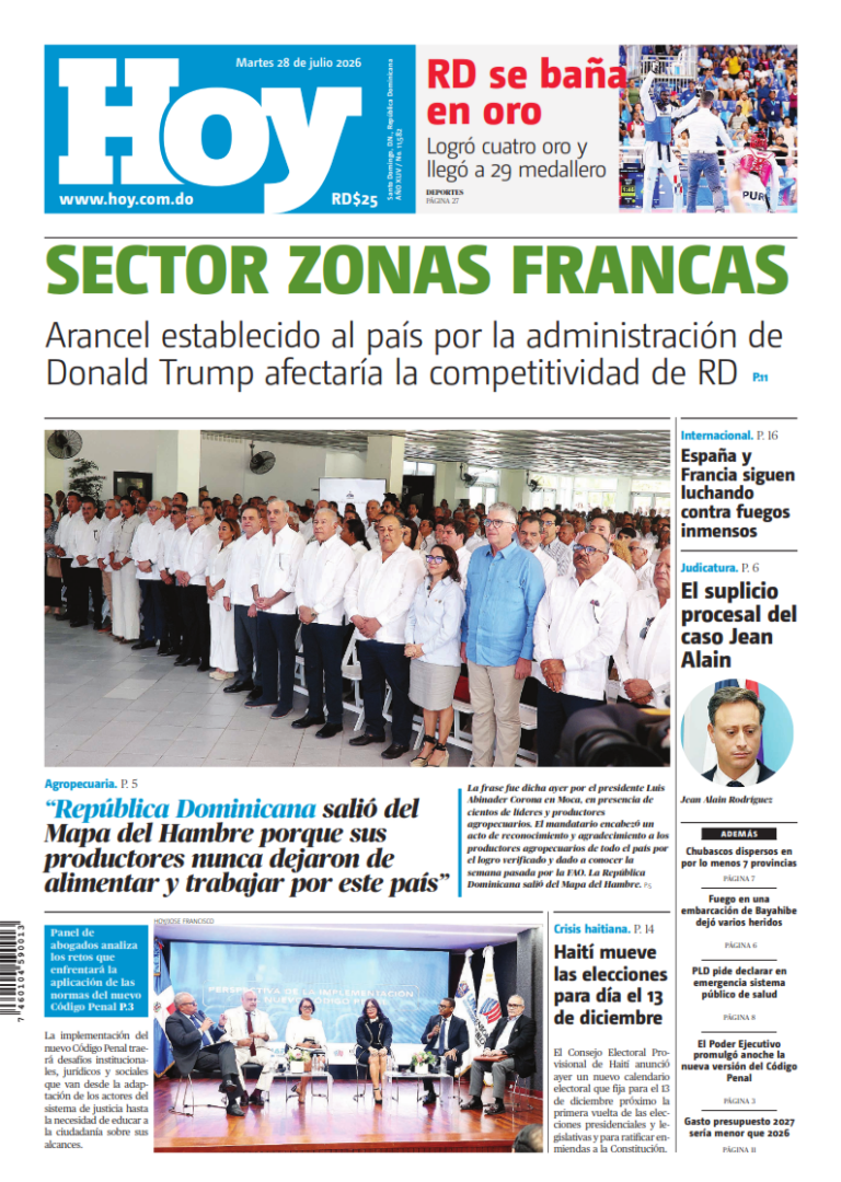 Portada Periódico Hoy, Martes 28, Julio 2026