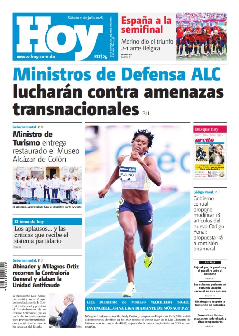 Portada Periódico Hoy, Sábado 11, Julio 2026