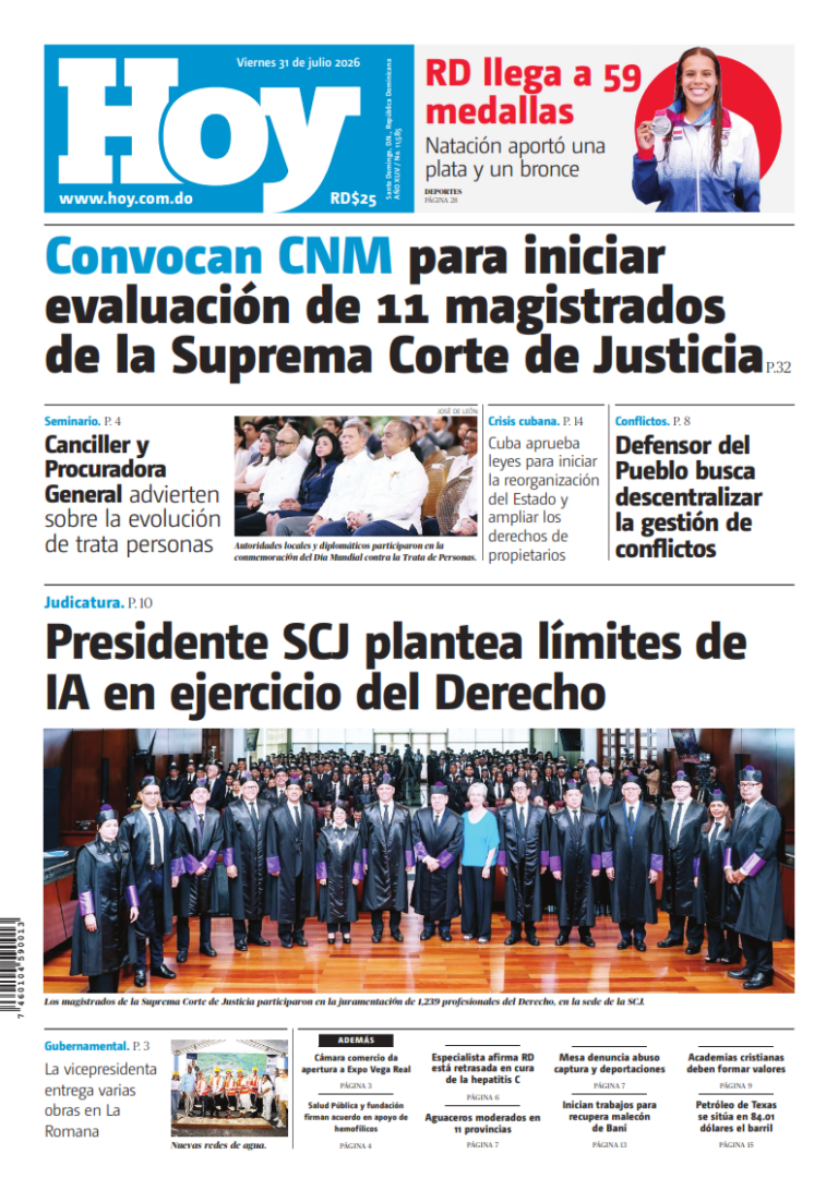 Portada Periódico Hoy, Viernes 31, Julio 2026