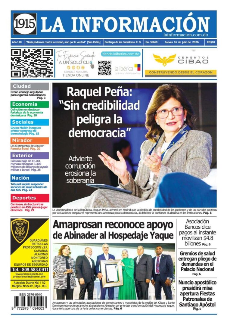 Portada Periódico La Información, Jueves 16, Julio 2026