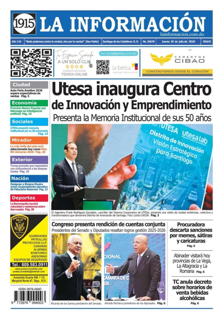 Portada Periódico La Información, Jueves 30, Julio 2026