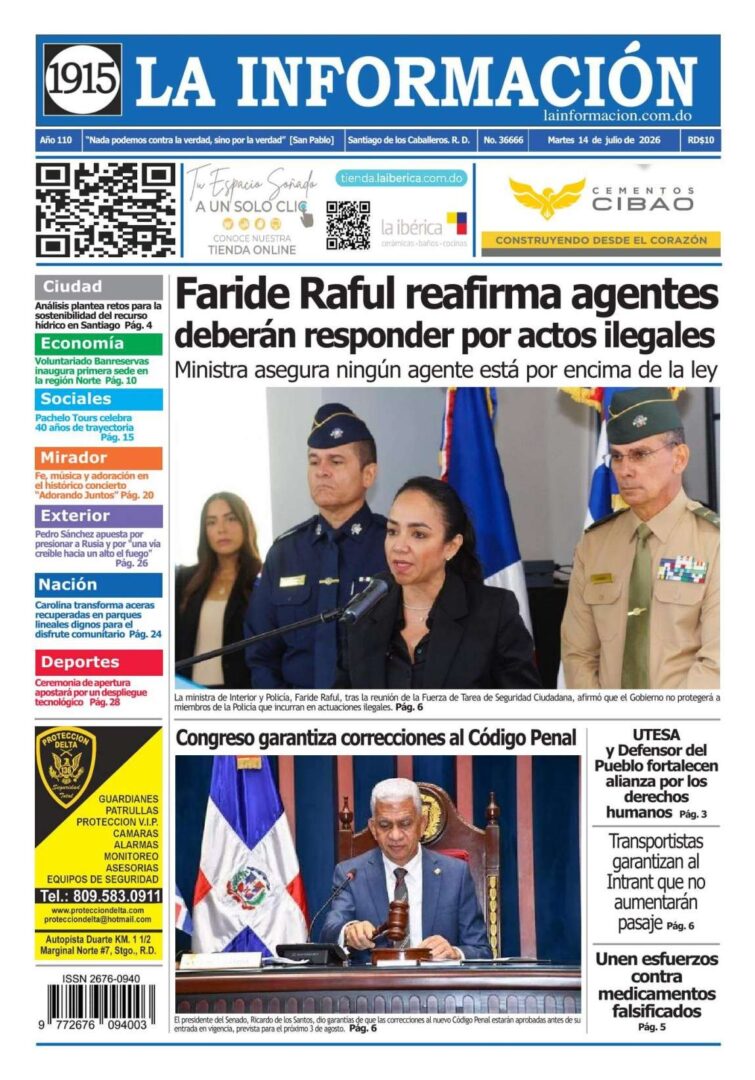 Portada Periódico La Información, Martes 14, Julio 2026