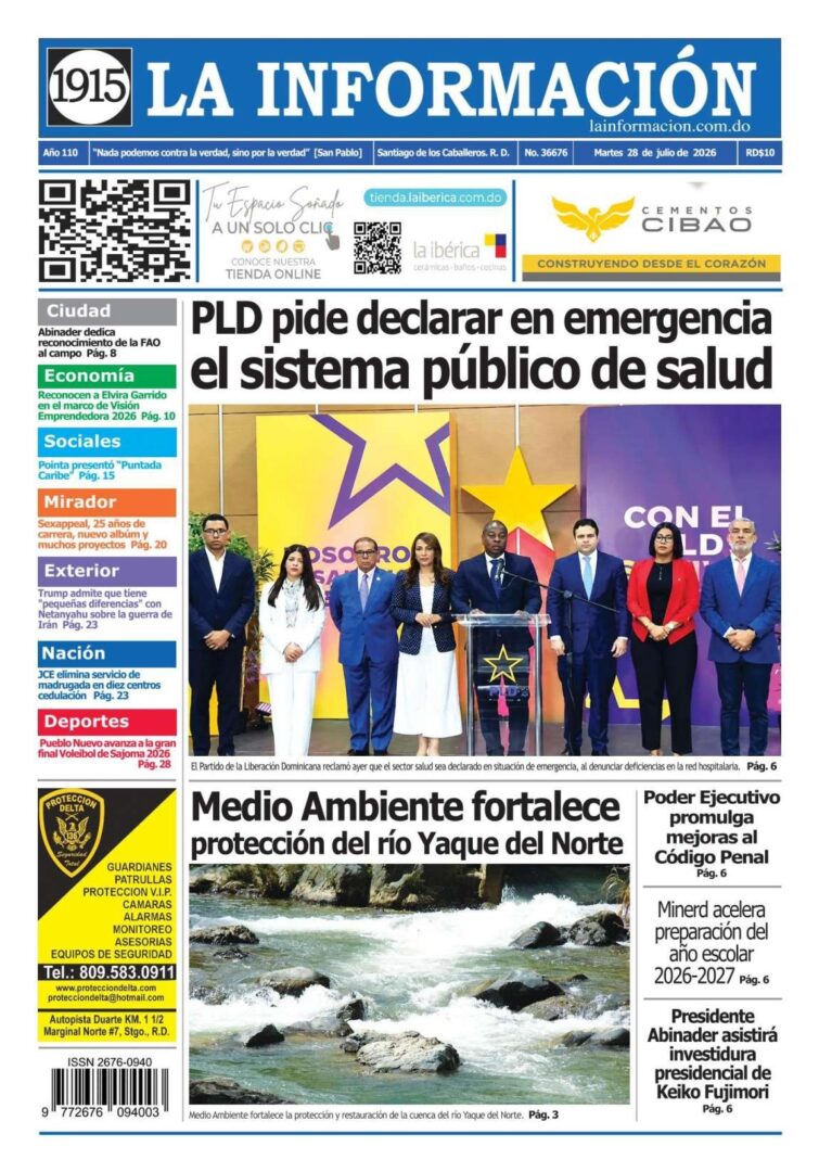 Portada Periódico La Información, Martes 28, Julio 2026