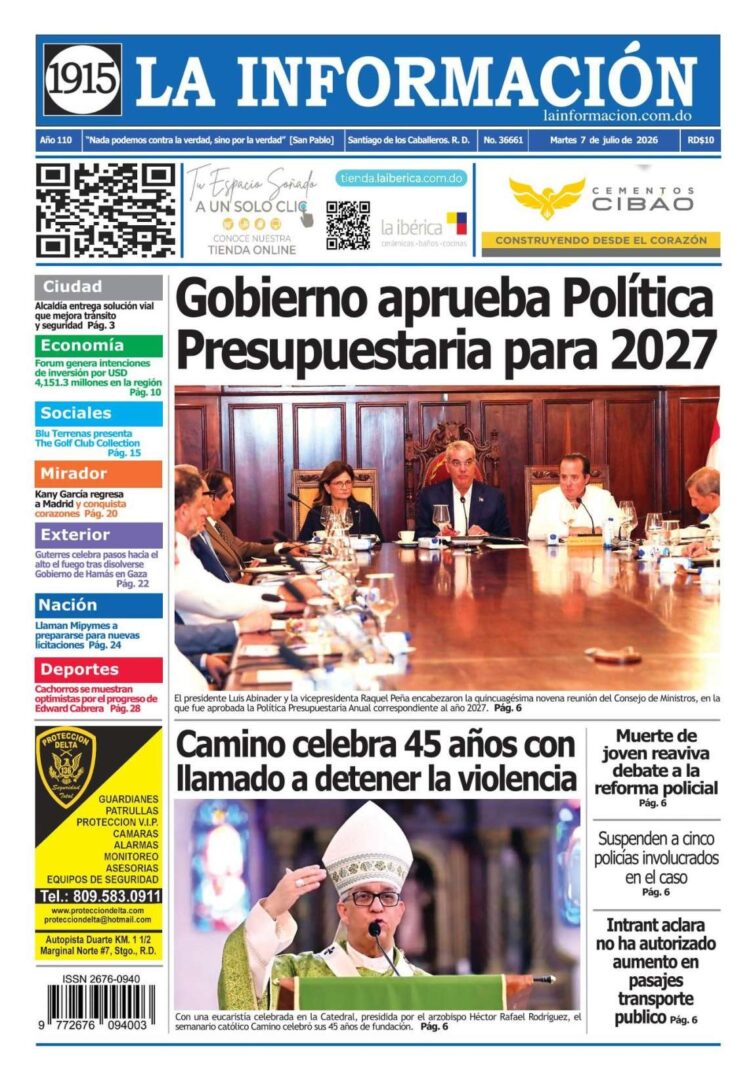 Portada Periódico La Información, Martes 7, Julio 2026