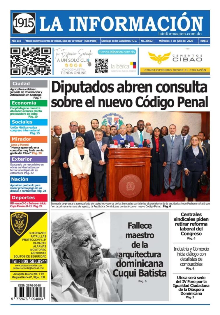 Portada Periódico La Información, Miércoles 8, Julio 2026