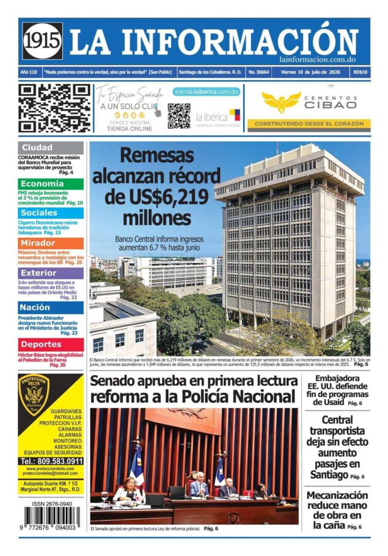 Portada Periódico La Información, Viernes 10, Julio 2026