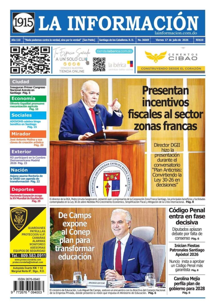 Portada Periódico La Información, Viernes 17, Julio 2026