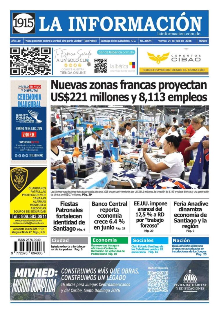 Portada Periódico La Información, Viernes 24, Julio 2026