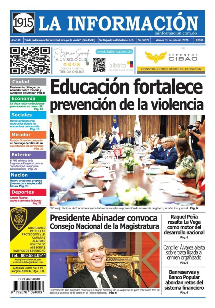 Portada Periódico La Información, Viernes 31, Julio 2026