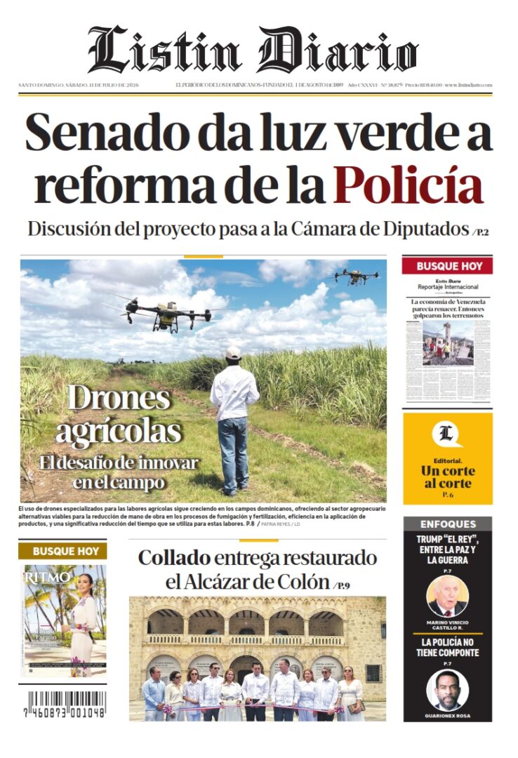 Portada Periódico Listín Diario, Sábado 11, Julio 2026