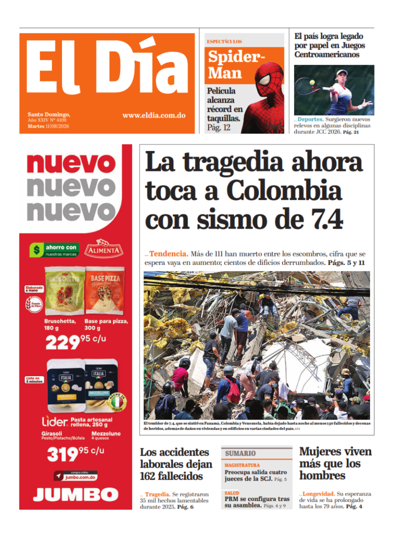 Portada Periódico El Día, Martes 11, Agosto 2026