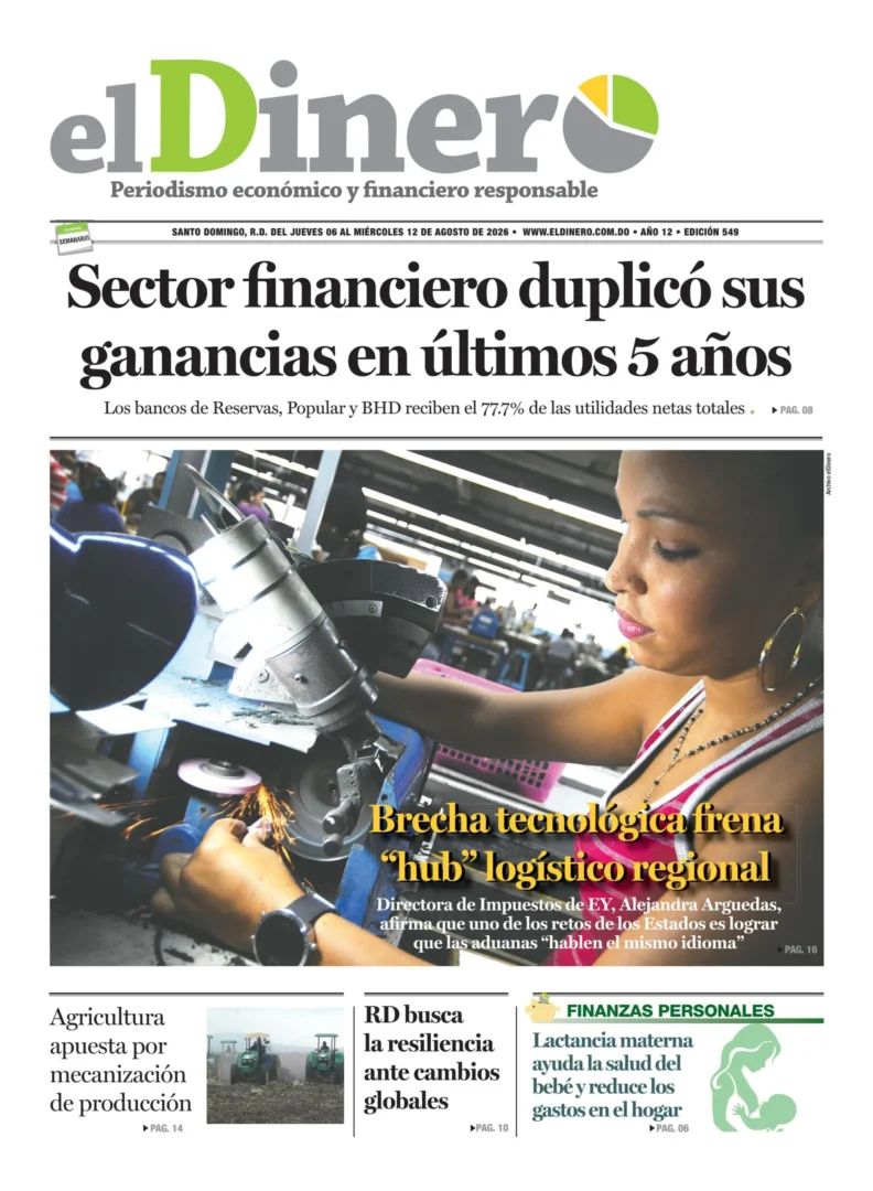 Portada Periódico El Dinero, Lunes 10, Agosto 2026