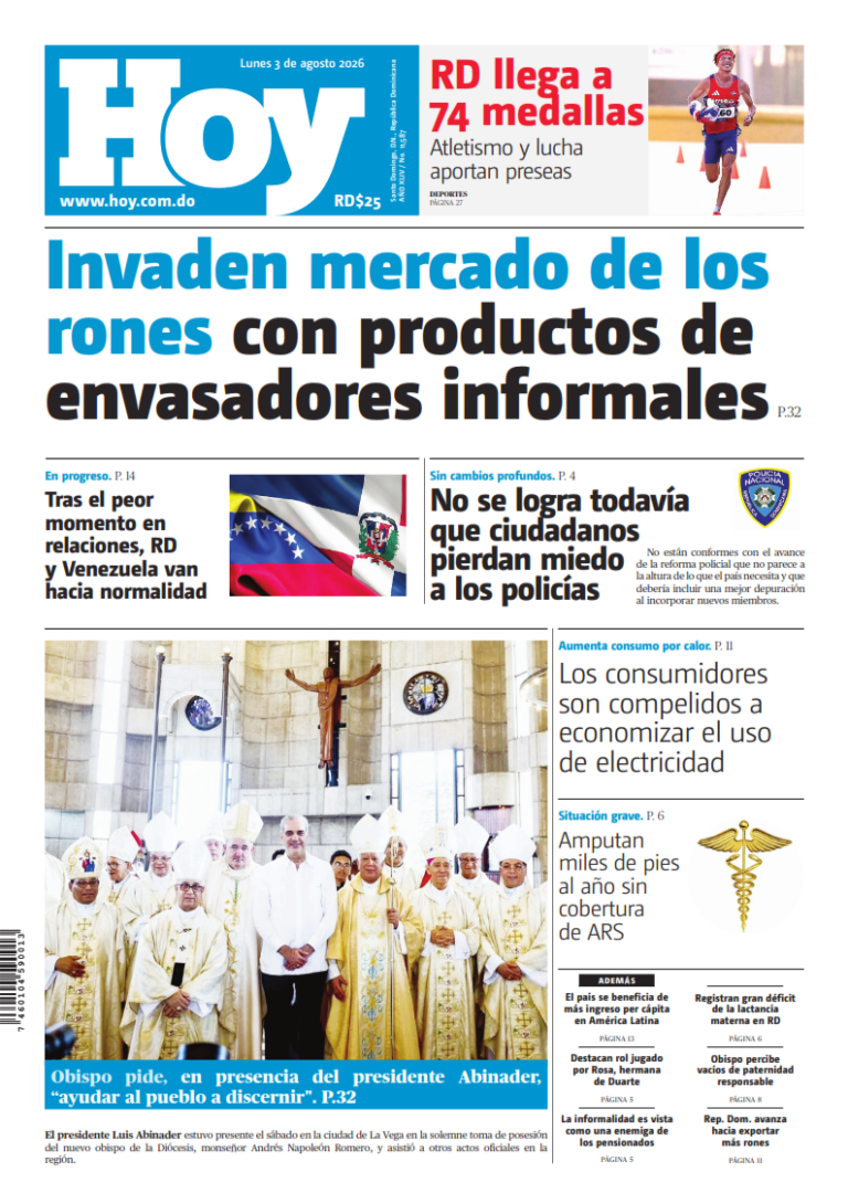 Portada Periódico Hoy, Lunes 3, Agosto 2026