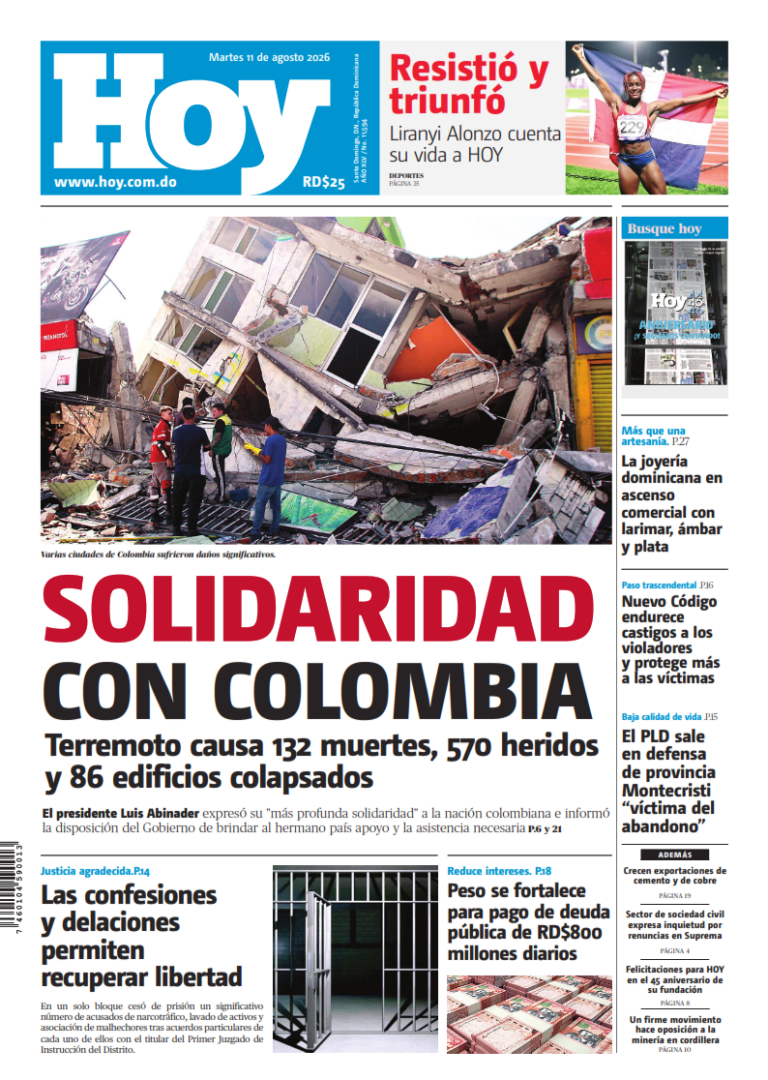 Portada Periódico Hoy, Martes 11, Agosto 2026