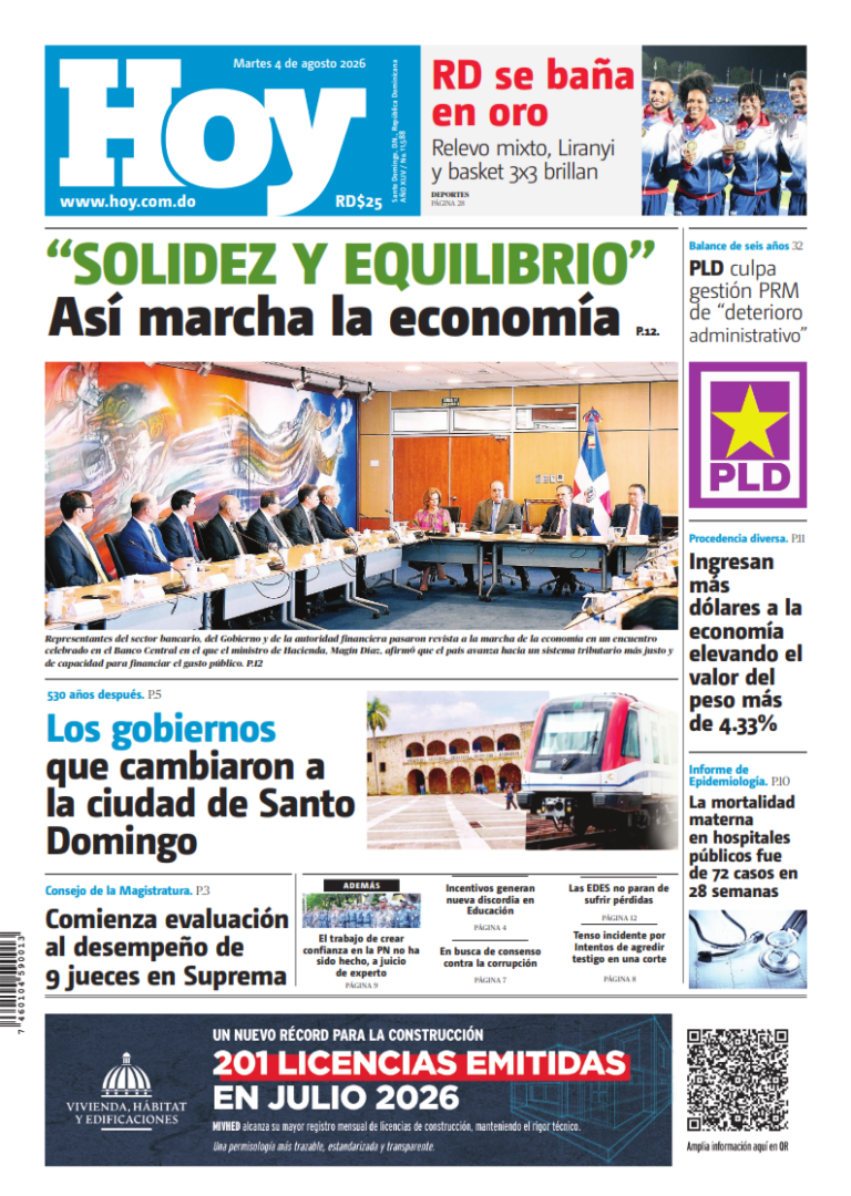 Portada Periódico Hoy, Martes 4, Agosto 2026