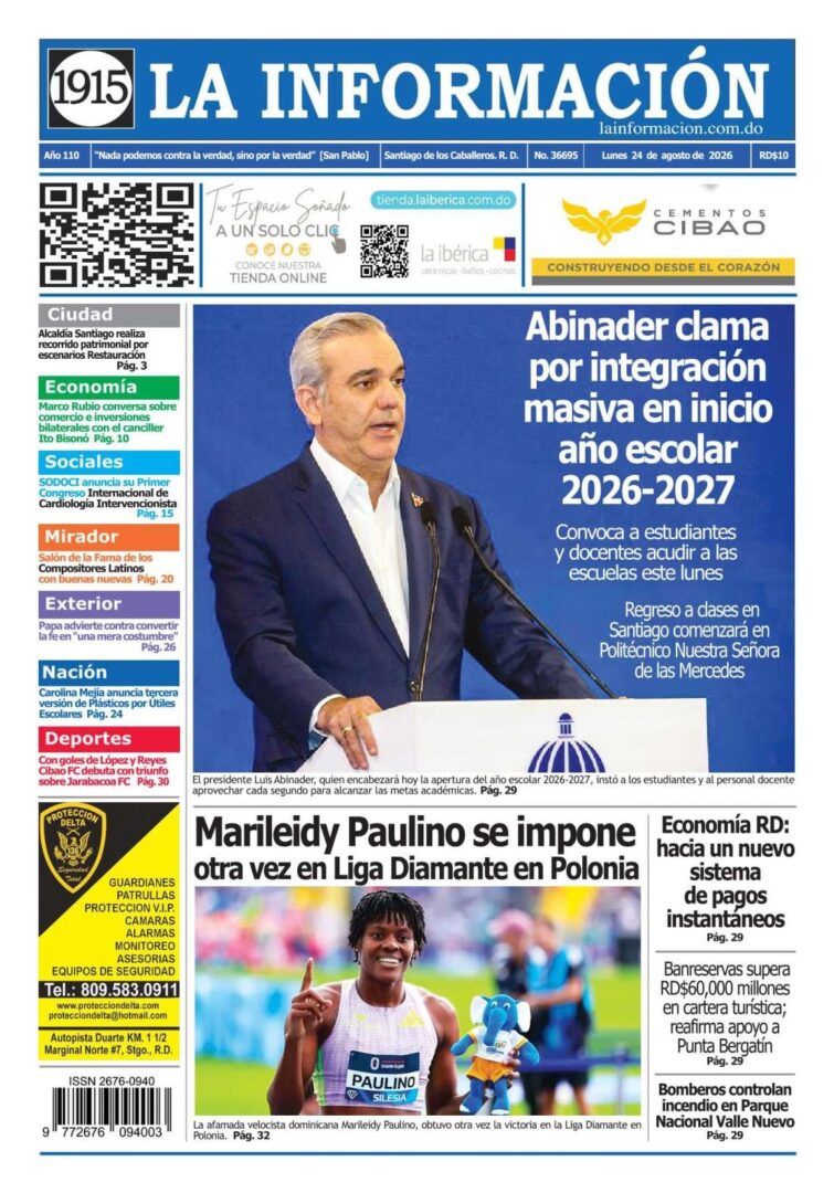 Portada Periódico La Información, Lunes 24, Agosto 2026