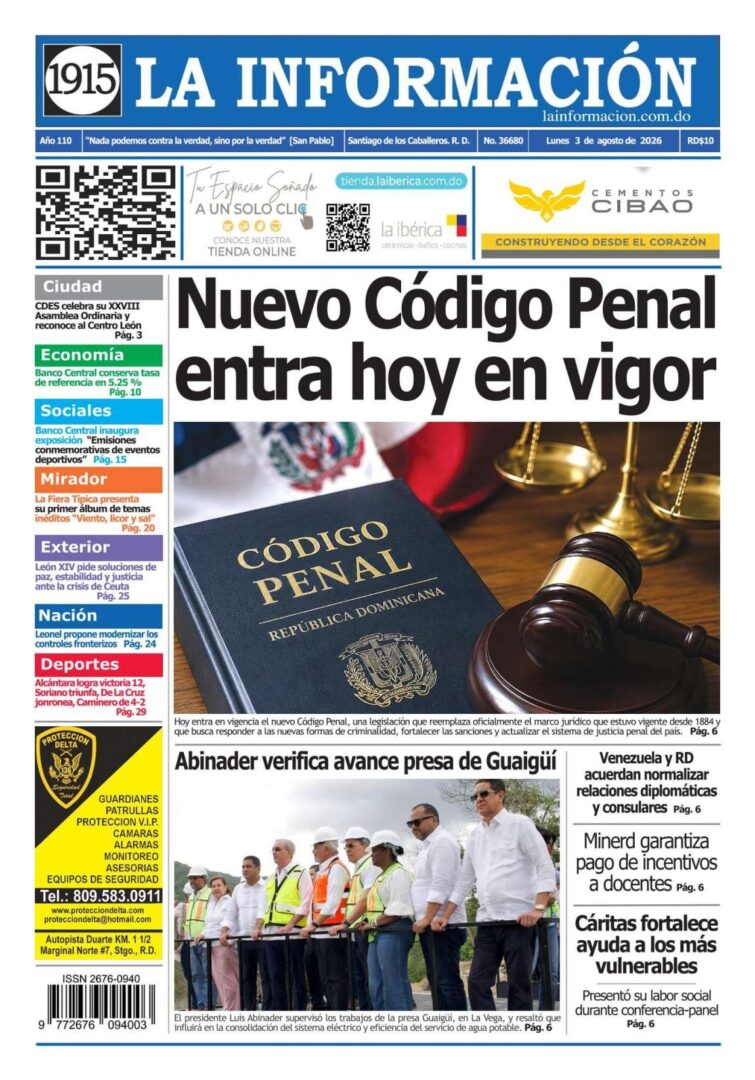 Portada Periódico La Información, Lunes 3, Agosto 2026