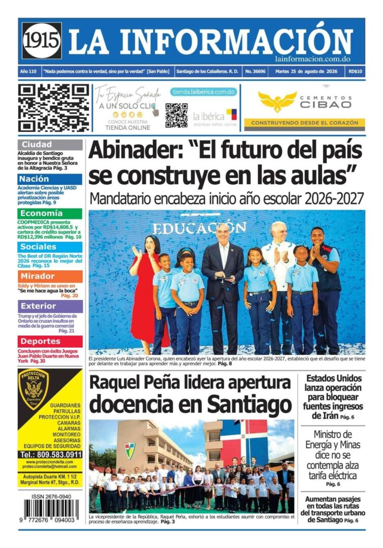 Portada Periódico La Información, Martes 25, Agosto 2026