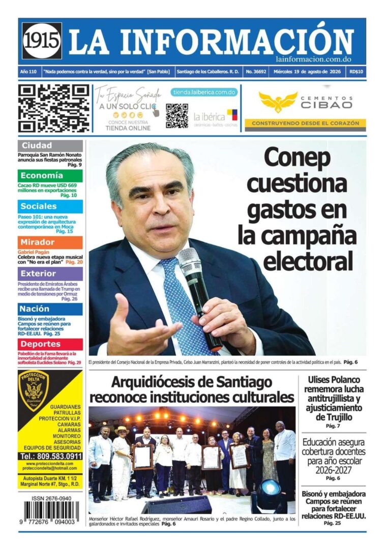 Portada Periódico La Información, Miércoles 19, Agosto 2026