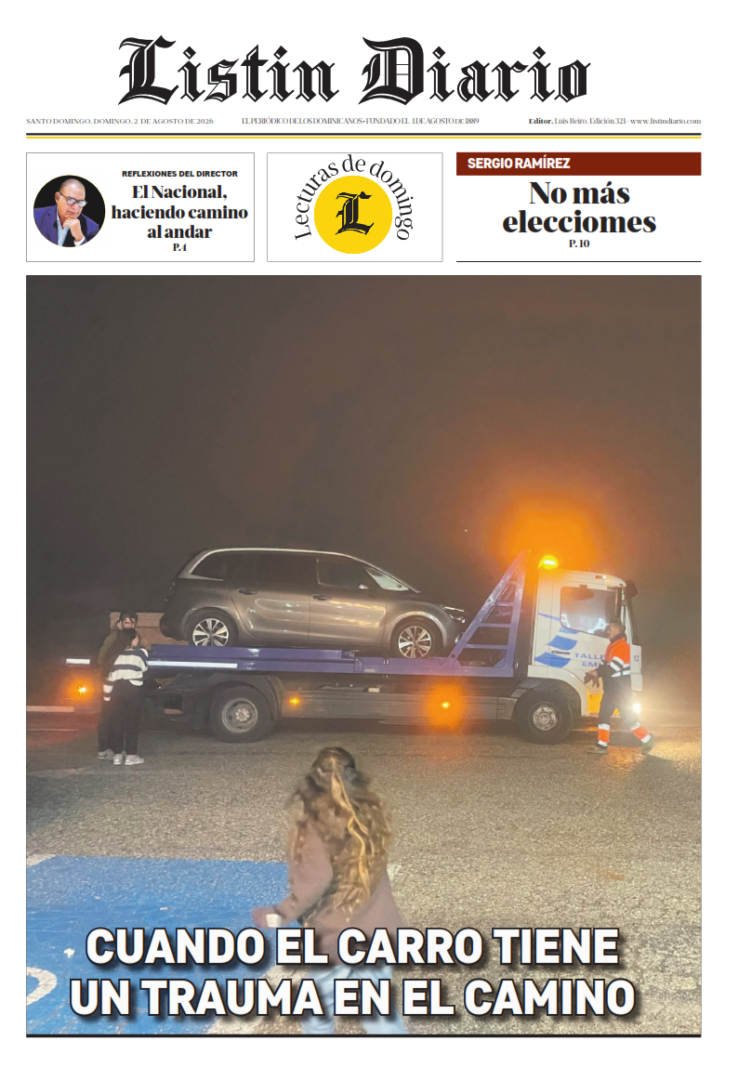 Portada Periódico Listín Diario, Domingo 2, Agosto 2026