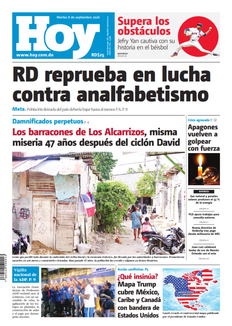 Portada Periódico Hoy, Martes 8, Septiembre 2026