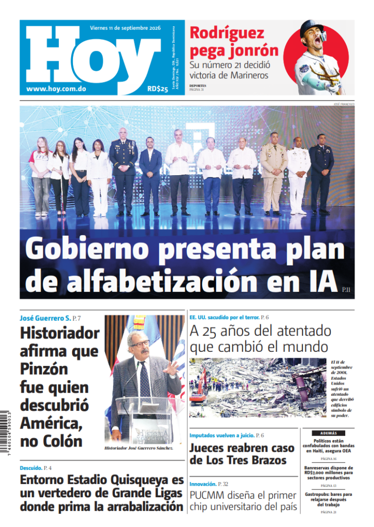 Portada Periódico Hoy, Viernes 11, Septiembre 2026
