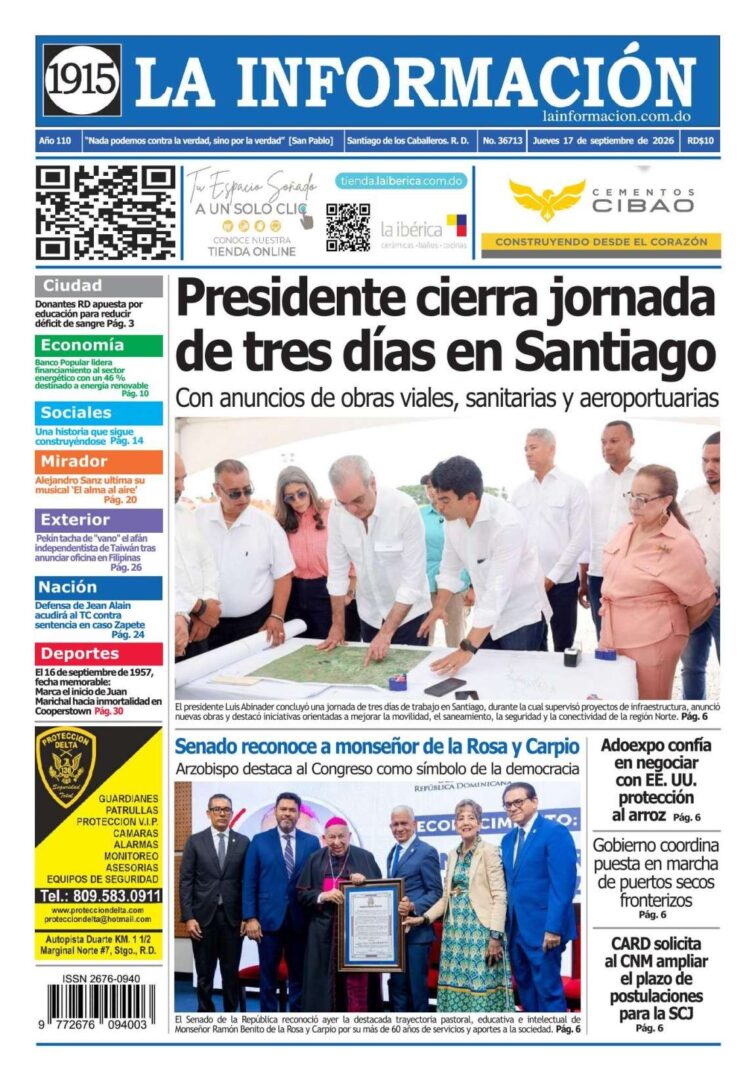 Portada Periódico La Información, Jueves 17, Septiembre 2026