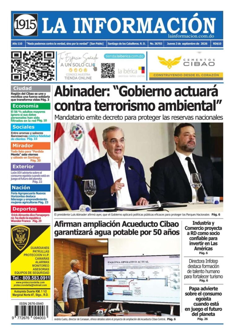 Portada Periódico La Información, Jueves 3, Septiembre 2026