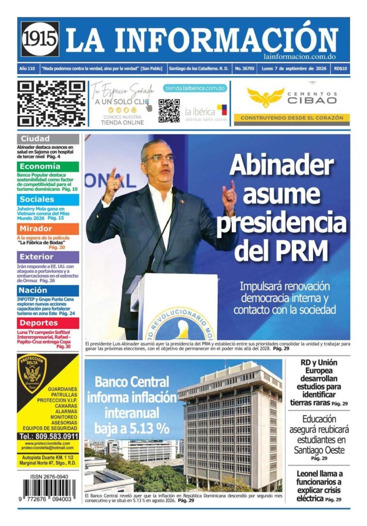 Portada Periódico La Información, Lunes 7, Septiembre 2026