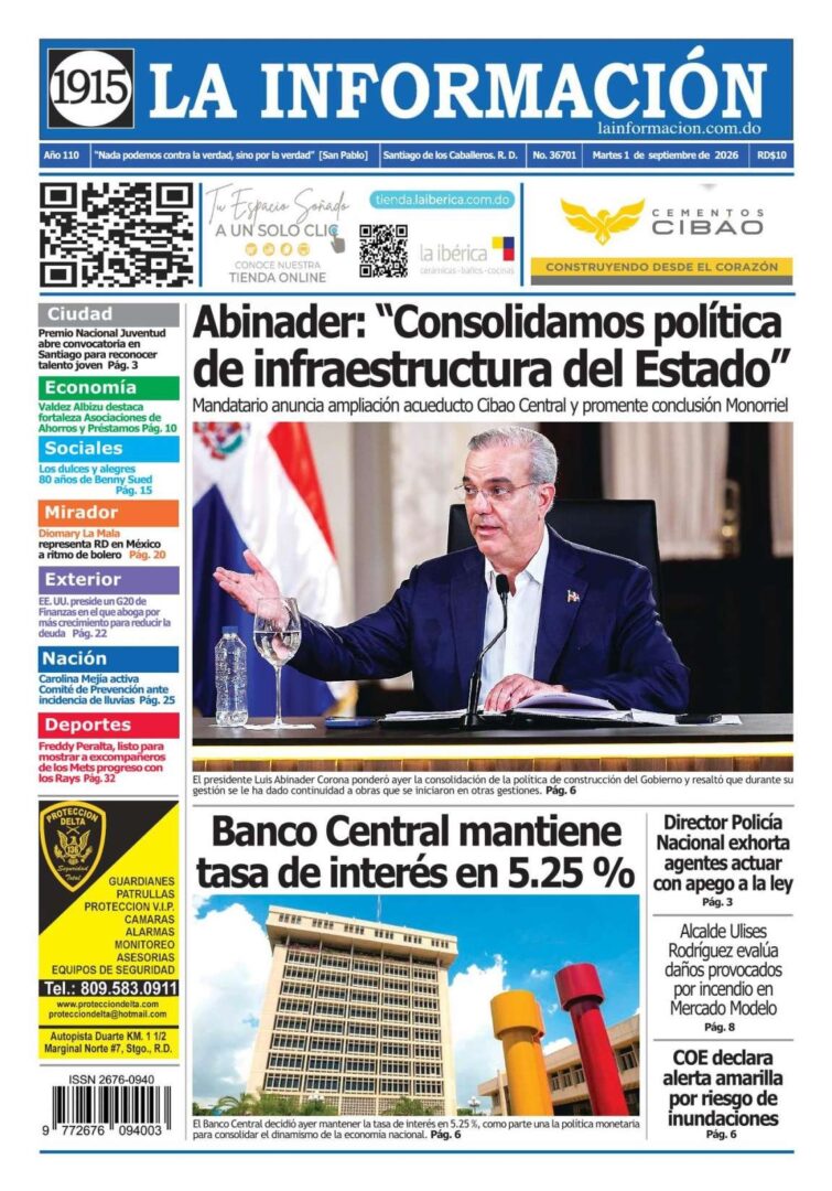 Portada Periódico La Información, Martes 1, Septiembre 2026