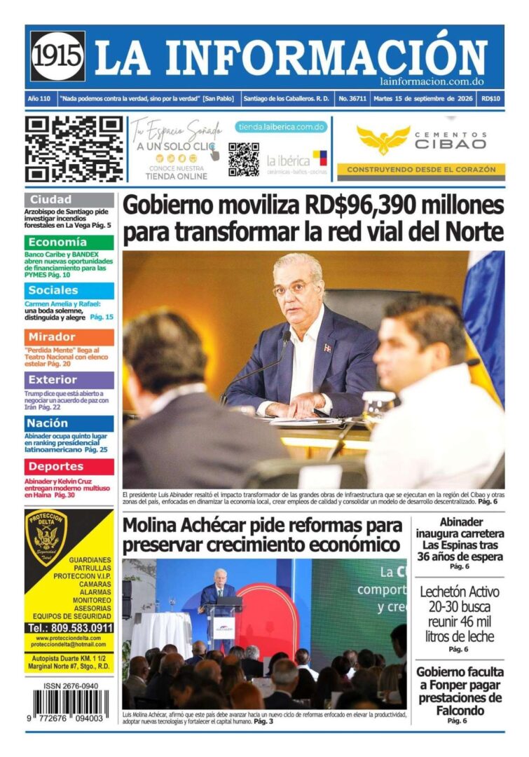Portada Periódico La Información, Martes 15, Septiembre 2026