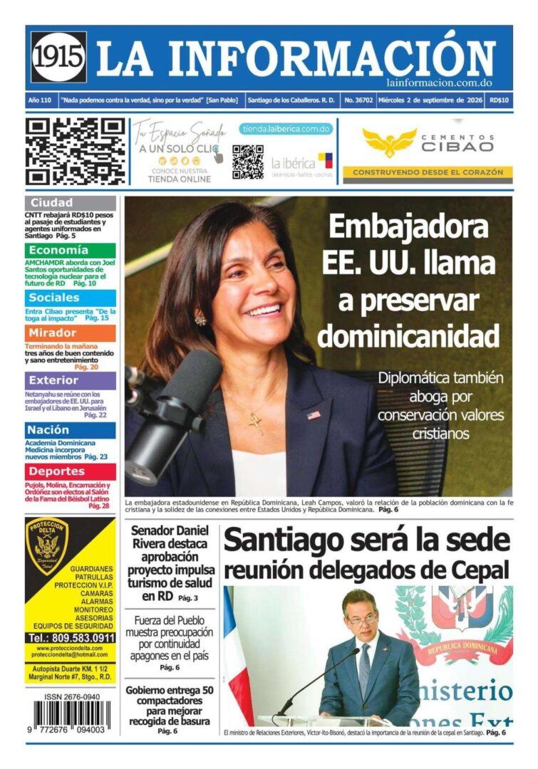 Portada Periódico La Información, Miércoles 2, Septiembre 2026