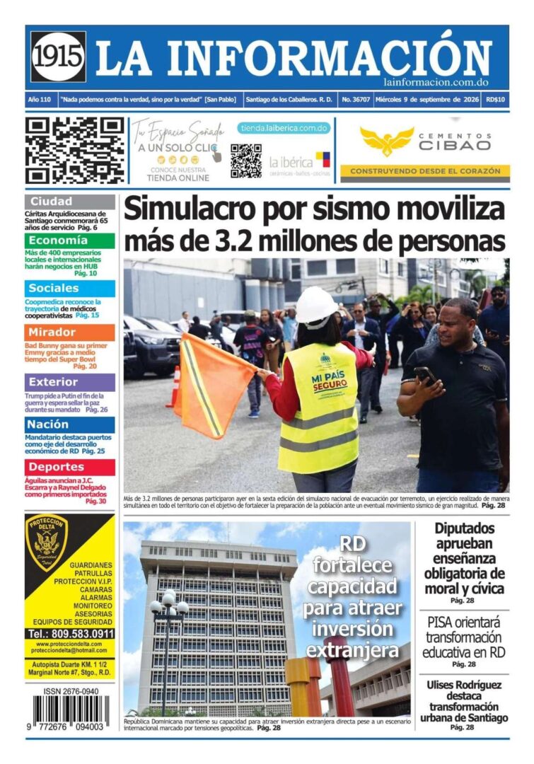 Portada Periódico La Información, Miércoles 9, Septiembre 2026